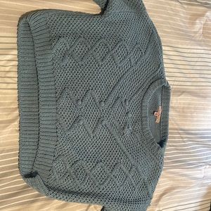 Love Tree cropped blue knit sweater